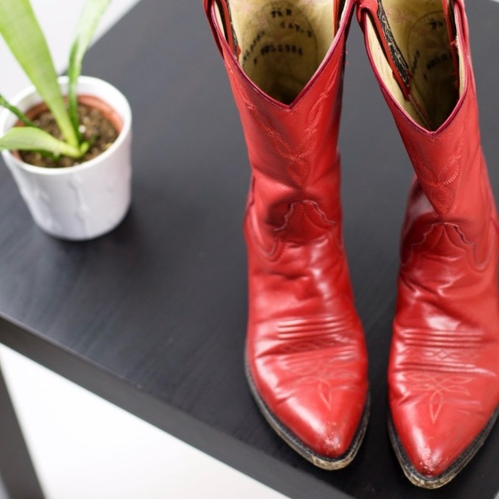 Vintage Larry Mahan Red Cowboy Boots - Picture 4 of 4